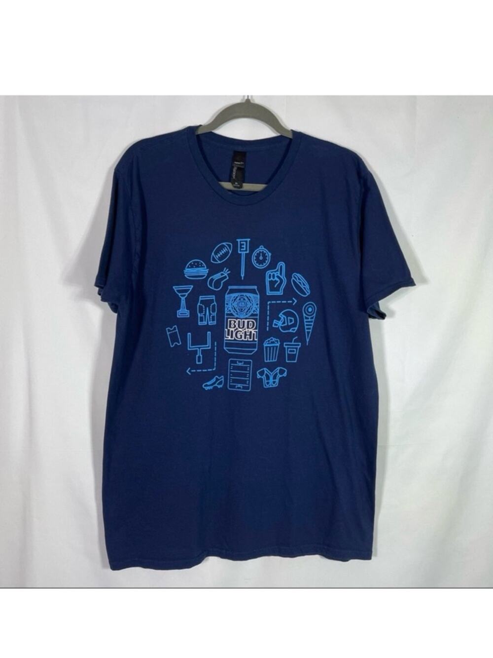 Hanes, Bud Light Football Graphic T-shirt. Size XL. In good used condition!